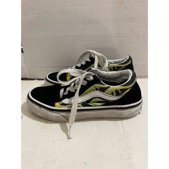 VANS Old Skool  Kids size  13.5  Black Suede  Flame Skate sneakers Shoes - Picture 3 of 8